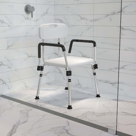 Flash Furniture 15" L, Aluminum, White Quick Release Bath Chair DC-HY3523L-WH-GG